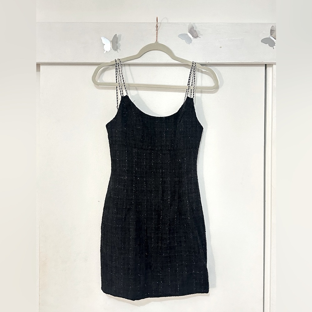 Black dress with chain detail straps